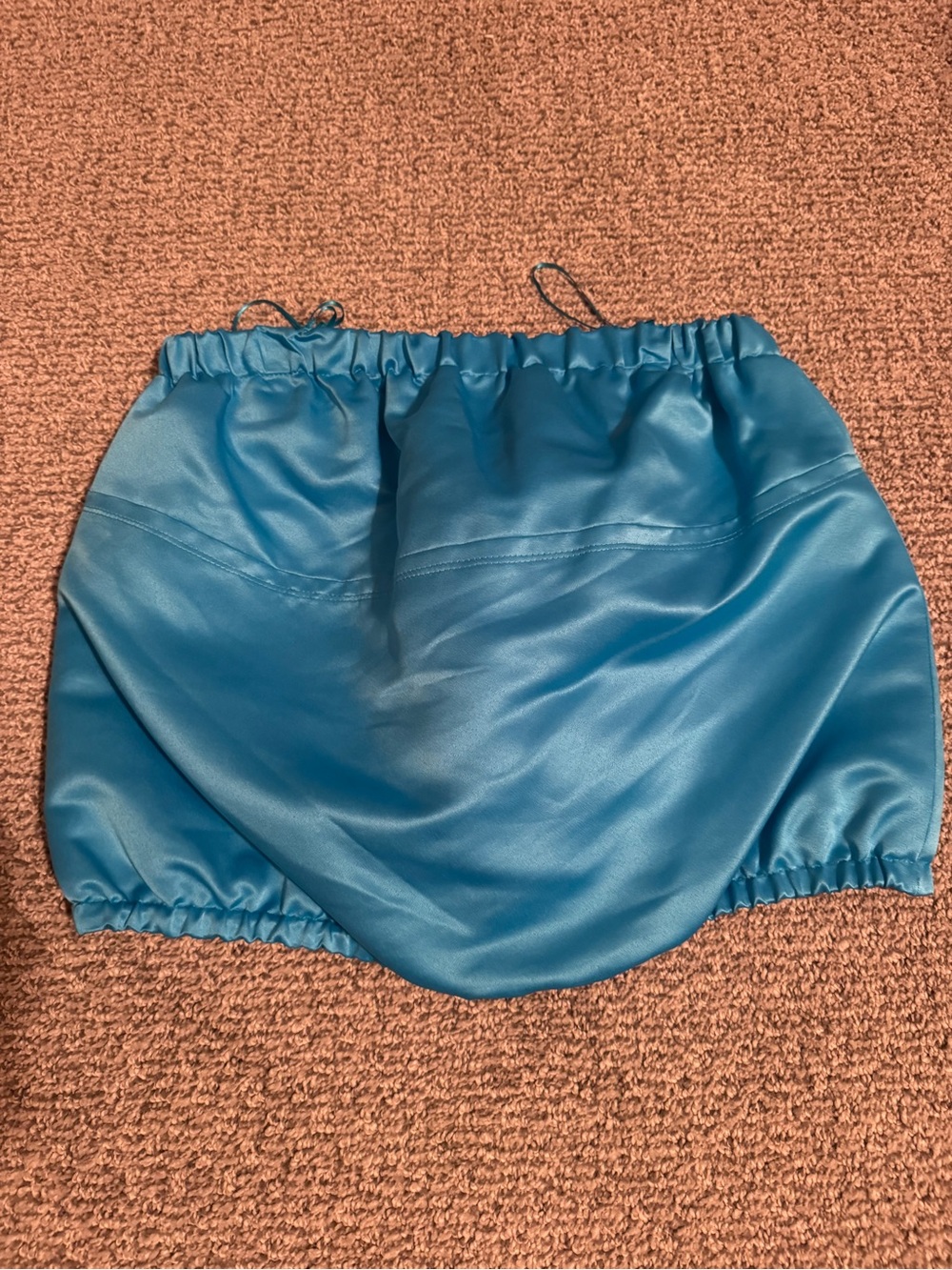 Trina Turk Teal Satin Bubble Hem top